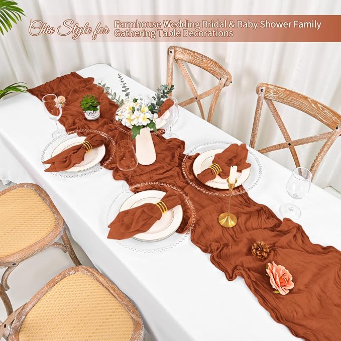 100 Pack Terracotta Fall Napkins 20x20Inch Cheesecloth Napkins | Elegant Cloth Napkins for Table, Washable Rustic Boho Gauze Napkins, for Wedding Party Bridal Baby Shower Dinner Table Decor - Image 5