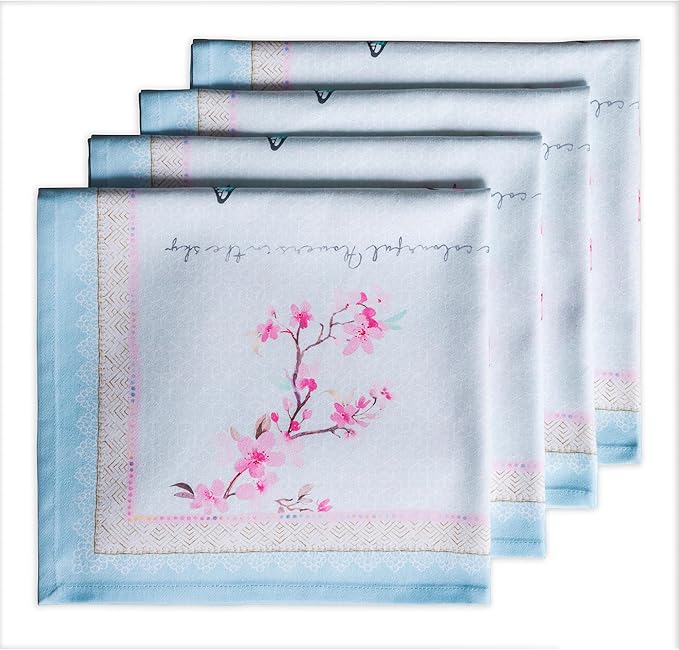 Maison d' Hermine Cloth Napkins Set of 4 Reusable 100% Cotton (20" x 20") | Everyday Square Napkins Cloth Washable Dinner Party Wedding Restaurant Hotel Kitchen Spring Summer - Blossoms in Spring by MaisondHermine