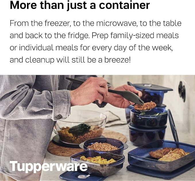 Tupperware Brand Vent ‘N Serve Container Set - 3 Small Round Containers to Prep, Freeze & Reheat Meals + Lids - Dishwasher, Microwave & Freezer Safe - BPA Free - Image 6