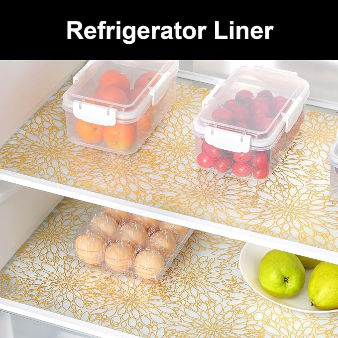 Cooyes Shelf Liners for Kitchen Cabinets, Waterproof and Oil-Proof Kitchen Cupboard Liner, Refrigerator Liners and Plastic Drawer Mats EVA Non Adhesive Shelves（17.5" W x 197" L） - Image 5