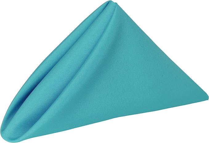 17x17-Inch Polyester Cloth Napkins, Turquoise, Set of 12 | Bulk Case of 1 Dozen, Dinner Napkins, Square, Serged Edges, Machine Washable, Wrinkle-Resistant, Flame-Resistant, Blue by UltimateTextile