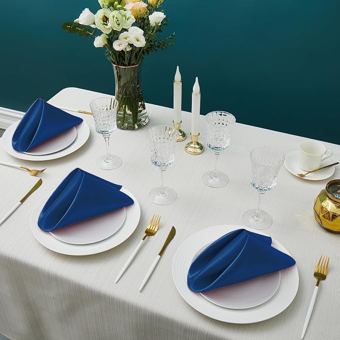 MDS® Pack of 25 Satin Napkins 12 x 12 Inch, Soft Silky Reusable Cloth Dinner Table Napkins for Wedding Décor, Reception, Birthday, Parties, Banquets, Catering, Restaurants & Hotel - Dark Teal - Image 2