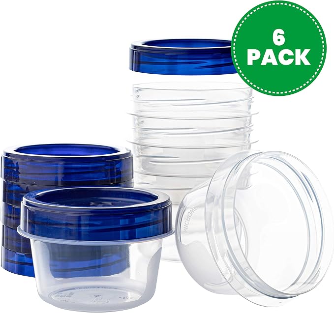PLASTICPRO Deli Containers Clear bottom With blue Top Twist on Lids Reusable, Stackable, Food Storage Freezer Container (6, 4 OUNCE) - Image 2