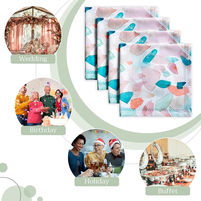 Maison d' Hermine Cloth Napkins Set of 4 Reusable 100% Cotton (20" x 20") | Everyday Square Napkins Cloth Washable Dinner Party Wedding Restaurant Hotel Kitchen Spring Summer - Summer Picnic - Image 6