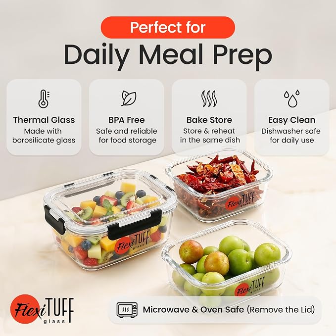 20pcs Set Food Storage Containers (10 Airtight & 10 Lids) |Lunch Containers | Meal Prep Containers | BPA Free, Leakproof Lids, Dishwasher, Microwave and Freezer Safe for Kitchen - Image 4