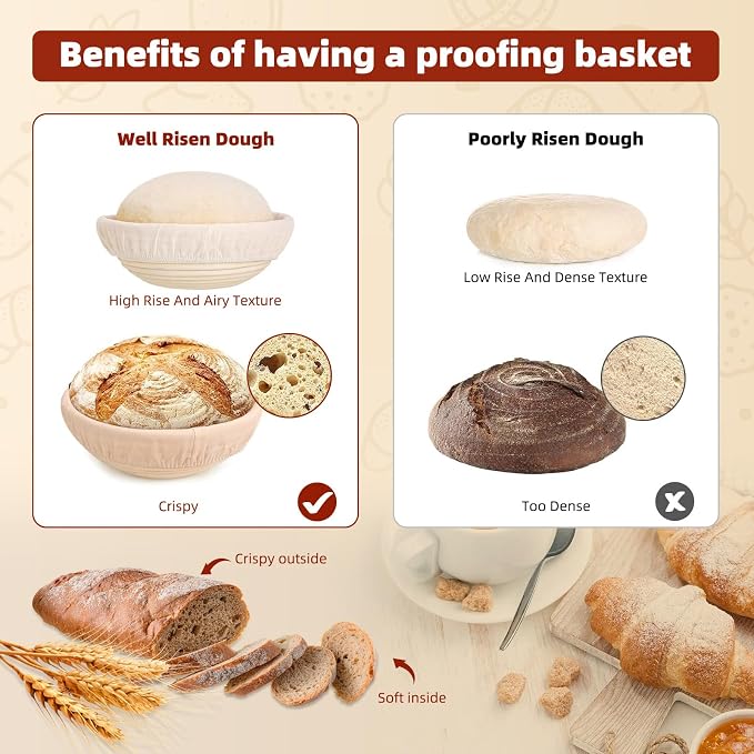 Bread proofing baskets for sourdough 19-Piece Set ，9" Round & 10" Oval Sourdough basket，Sour dough tools，Including bread pull ring, dough mixer,Complete Sour dough starter kit - Image 6