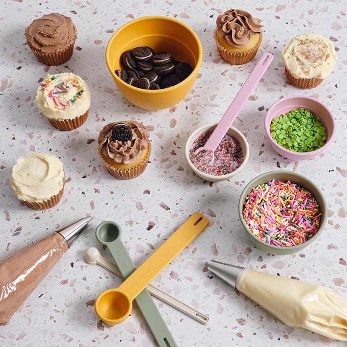 Bamboozle Astrik Mega Baking Bundle| 5 Piece Mixing Bowl Set | Measuring Cups and Spoons | Silicone Lid Set | Cooking and Meal Prep | Dishwasher Safe | Microwave Safe | Desert Bloom - Image 7