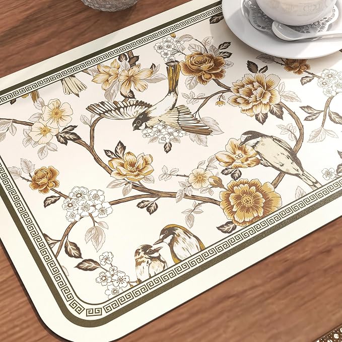 Vinyl Waterproof Placemats Set of 6 Rectangular,12"*17"-Murad A | Wipeable Beautiful Print Place Mats,Stain Resistant,Heat Resistant,Everyday Meals,Kitchen,Dinning,Holiday,Decor - Image 4