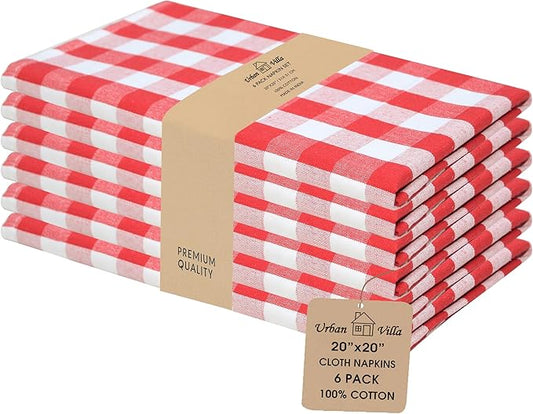 Urban Villa Cloth Napkins Cotton 20x20 (Set of 6) Red by CottonTrends