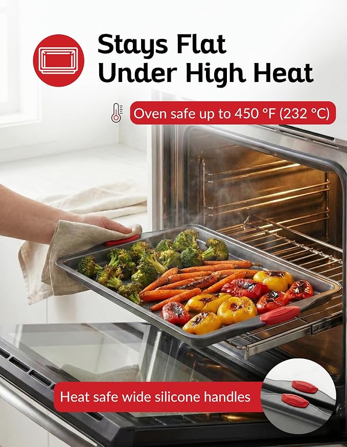 Nonstick Baking Sheet Pan Heavy-Gauge Carbon Steel, Warp, Dent, and Rust-Resistant Gourmet Rimmed Half Cookie Sheet Tray, Non-Toxic for Exceptional Baking Performance - 15x10 Inch - Image 2