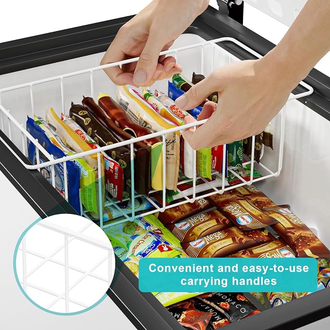 17.5 Inch Chest Freezer Organizer Storage Baskets Bins Metal Wire, Settle freezer chaos and reduce food waste effectively, Durable, Fully Use Space, Improve Air Circulate, 2 Pack - Image 3