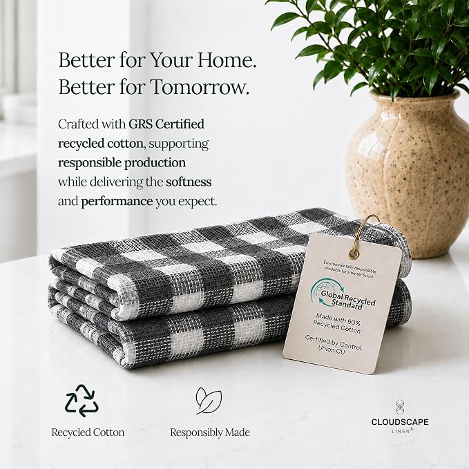 CSL Premium Kitchen Towels Set of 6,Highly Absorbent,Quick Dry,18x28, Grey - Image 6