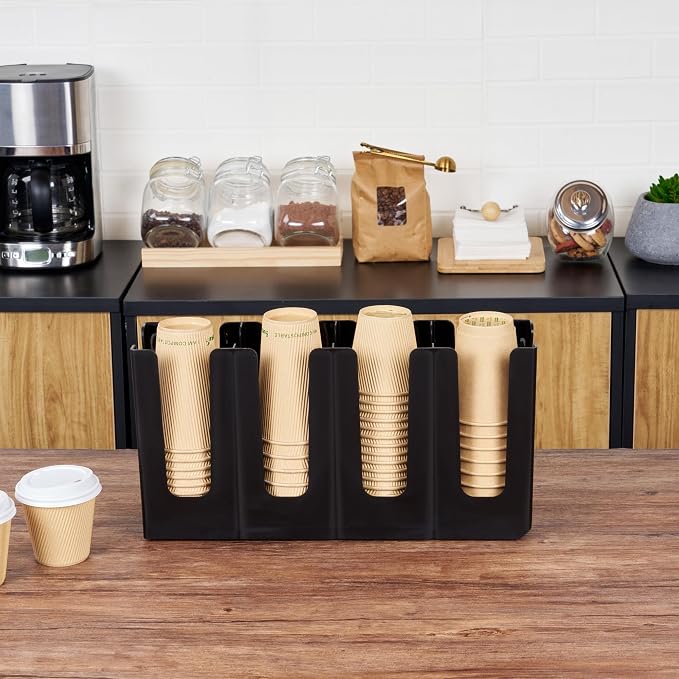 Restaurantware Restpresso Coffee Bar Organizer, 1 Count Durable 4 Compartments, Compact Size, Black Plastic Tabletop Coffee Supplies Organizer For Homes, Office Spaces, Breakrooms, and Lounges - Image 7