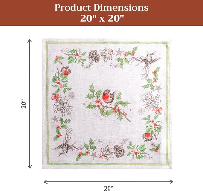 Maison d' Hermine Cloth Napkins Set of 4 Reusable 100% Cotton (20" x 20") | Everyday Square Napkins Cloth Washable Dinner Wedding Restaurant Hotel Kitchen Thanksgiving Christmas - Christmas Dew - Image 7