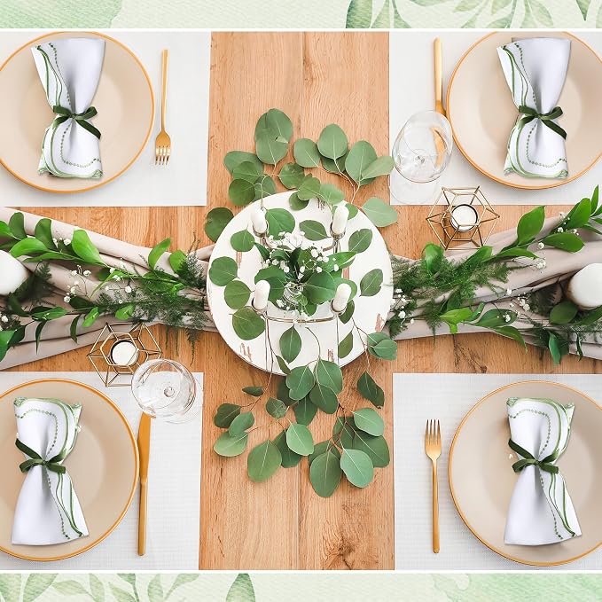 Hahafelt 12 Set Cloth Napkins 18x18inches Scalloped Embroidery Cloth Napkins Washable Polyester Table Dinner for Hotel Restaurant Weddings Events Parties (Sage Green) - Image 5