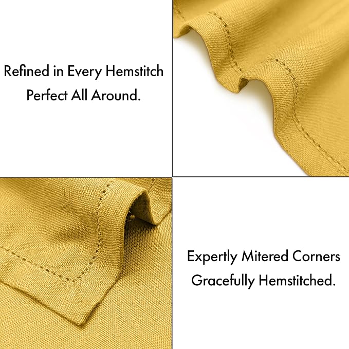 Ruvanti Cloth Napkins Set of 12, 100% Cotton High GSM 18x18 Inches, Hem Stitched Corners, Soft, Washable, Durable & Absorbent, Perfect for Parties, Christmas, Thanksgiving Dinners – Spicy Mustard - Image 4