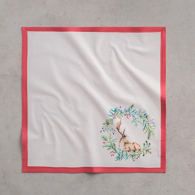 Maison d' Hermine Cloth Napkins Set of 4 Reusable 100% Cotton (20" x 20") | Everyday Square Napkins Cloth Washable Dinner Wedding Restaurant Hotel Kitchen Thanksgiving Christmas - Holly Time - Image 8