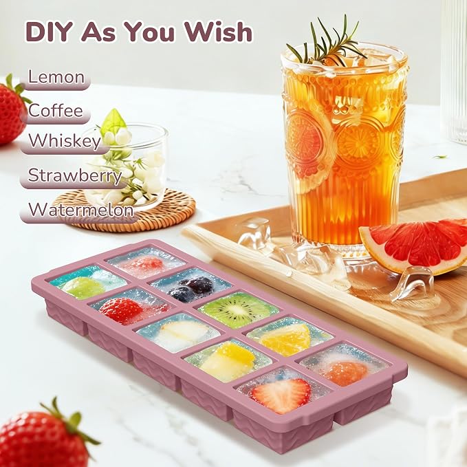 Silicone Freezer Trays with Lid (4-Pack), 1-Cup, 2-Cup, 1/2-Cup & 2-Tbsp Silicone Freezer Molds, Stackable Soup Freezer Meal Prep Containers,Ice Cube Tray for Making Sauce,Smoothies,Yogurt Bites - Image 6