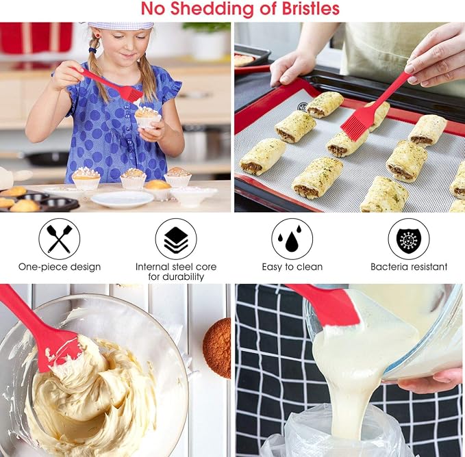 Silicone Macaron Baking Mat Kit - (30 in 1) Macaroon Baking Mat Heart Set,2 Half Sheet Macaron Silicone Mat,1 Egg Separator,1 Pastry Brush,1 Spatula,6 Frosting Tips,12 Piping Bags - Image 7