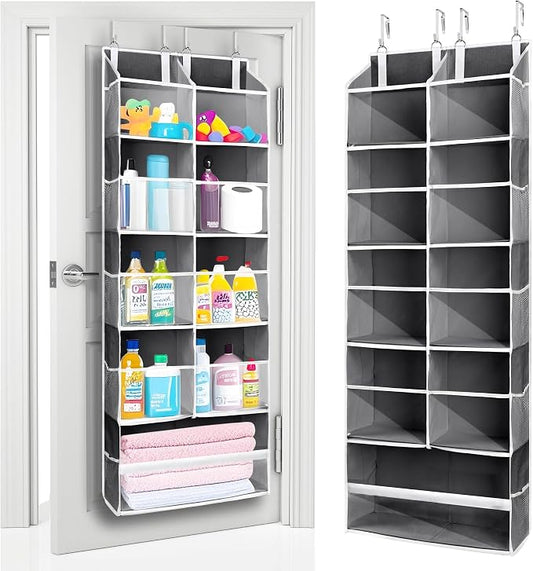 ULG Over the Door Organizer, 5-Tier Extra Large Hanging Storage with 10 Mesh Pockets, 100 lbs Capacity, Heavy Duty Door Organizer for Closet, Bedroom,Grey by ULG