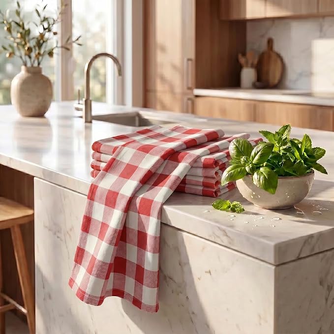 Urban Villa Kitchen Towels Cotton Dish Towels 20”x30” (Set of 6) Rust - Image 6