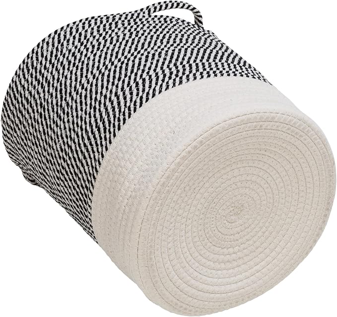 Honey Can Do Set of 3 Two-Tone Cotton Rope Baskets for Storage & Organization, Grey/White STO-09536 Grey - Image 4