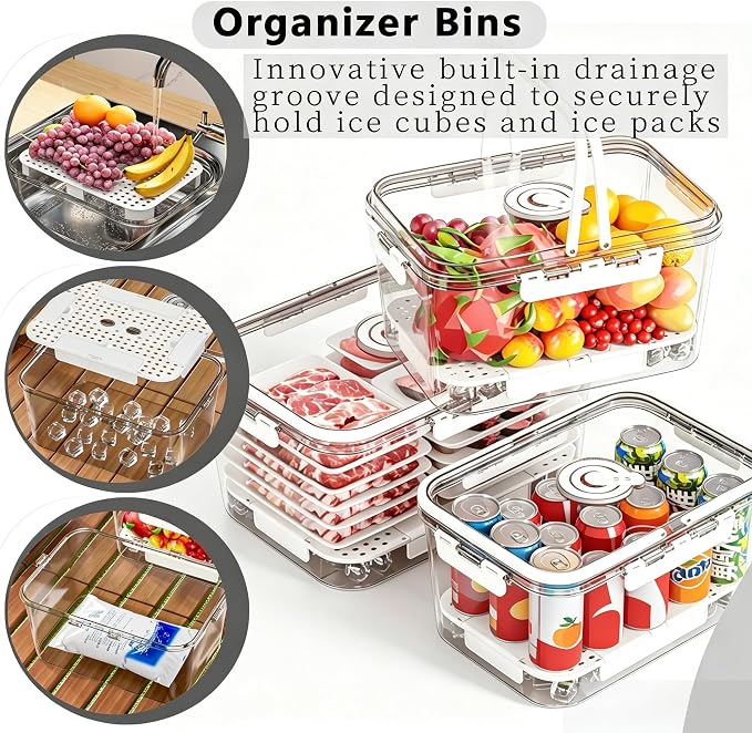 BPA-Free Stackable Clear Kitchen Organizer Bins - 3 Pack with Lids & Handles for Fridge, Pantry, and Cabinets - Ideal for Clutter-Free RV Camping Storage - Image 7