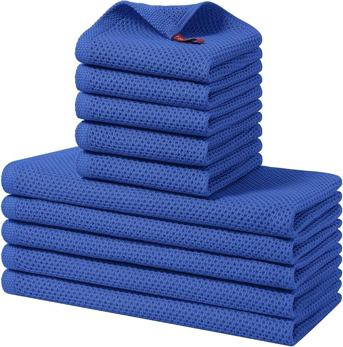 Homaxy 10 Pack 100% Cotton Kitchen Towels and Dishcloths Set, Blueberry | 12 x 12 Inches and 13 x 28 Inches Kitchen Towels Set, Ultra Soft Absorbent Dish Cloths for Washing Dishes by Homaxy
