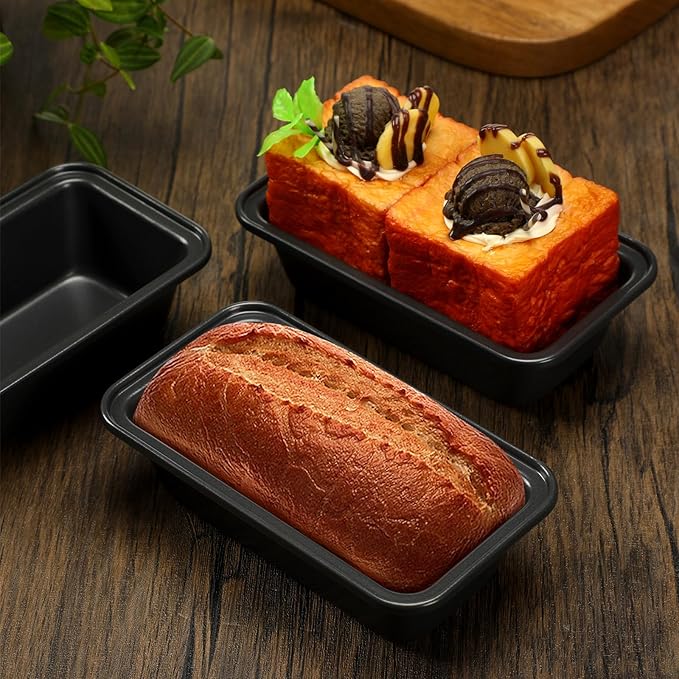 Uiifan 12 Pack Mini Loaf Pans, 6.1 x 3.3 x 2.1 in, Gray | Non Stick Small Bread Pans, Rectangle Banana Bread Tins, Tiny Carbon Steel Baking Pan, for Halloween Baking, Picnics, Party - Image 2