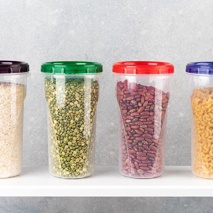 PLASTICPRO [48 oz 4 Pack] Twist Top Deli Containers Clear bottom With blue Top Twist on Lids Reusable, Stackable, Food Storage Freezer Container Pack of 4 - Image 8