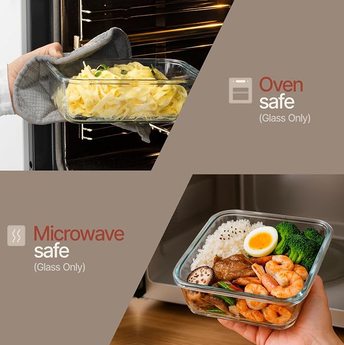 Bakken Borosilicate Glass Food Storage Containers with Lids 16 Pieces, BPA-Free Stackable Lunch & Leftover Containers, Microwave, Freezer & Dishwasher Safe, 100% Airtight Leak-Proof, Pink - Image 5