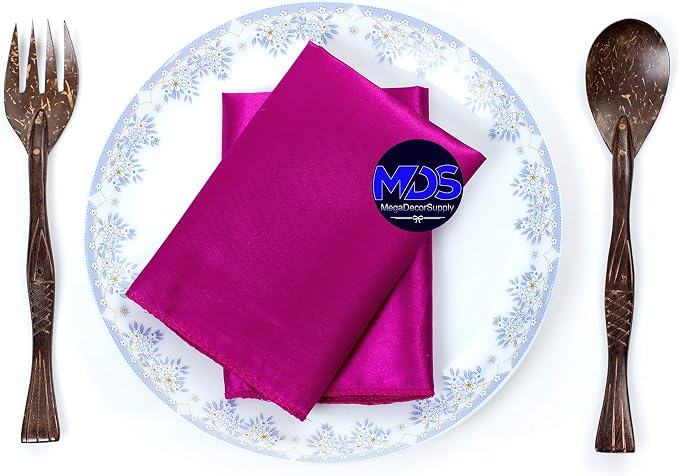 Set of 100 PCS Satin Napkin 12x12 Inch Square, Dinner Table Napkins for Wedding, Bulk Silky Sateen Cloth Napkins for Restaurant Banquet Graduation Birthday Party Decoration - Magenta Violet - Image 5