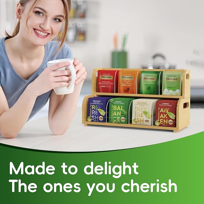 Bamboo Tea Organizer – Stackable Collection (2Tier) - Image 4