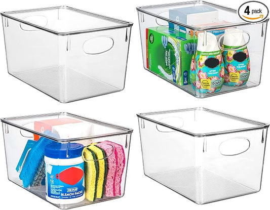 CLEARSPACE Plastic Storage Bins With lids – Perfect Kitchen Fridge Organizer, Pantry Organization, Cabinet Organizers (4 Pack) by ClearSpace