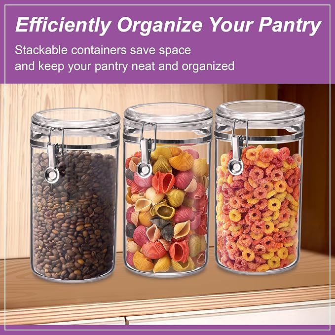 Cathy - 70-Ounce Plastic Canister (Set of 3), Plastic Airtight Food Container, Stackable for Pantry Storage, BPA-Free and Shatter-Proof, Perfect for Home and Commercial Use - Image 3