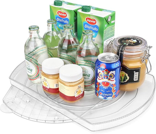 Lazy Susan Turntable for Refrigerator, Square Turntable Organizer for Fridge Cabinet, Pantry, Countertop (15.3" x 11.1" Rectangle 1 Pack - Clear) by FIRJOY