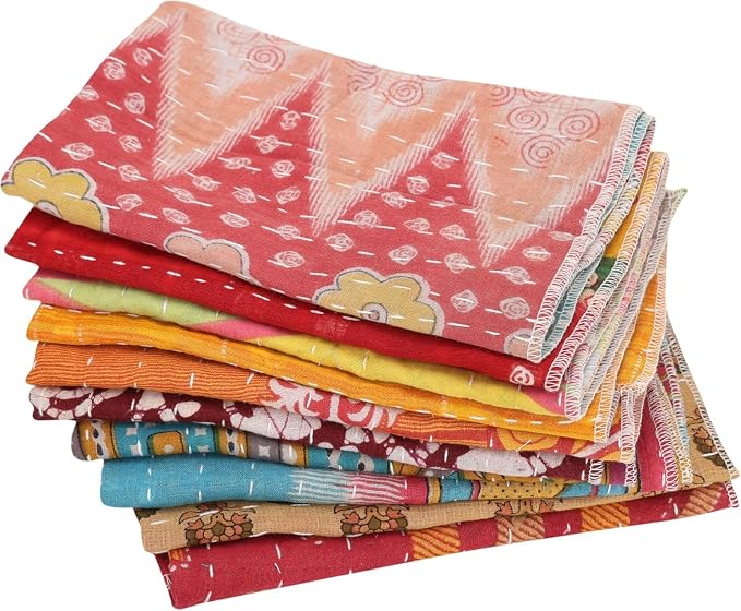 Marubhumi Cotton Cloth Napkins Multicolor, Washable, Reusable, Soft & Absorbent for Dining & Everyday Use, Pack of 10-18 x 18 Inches - Image 5