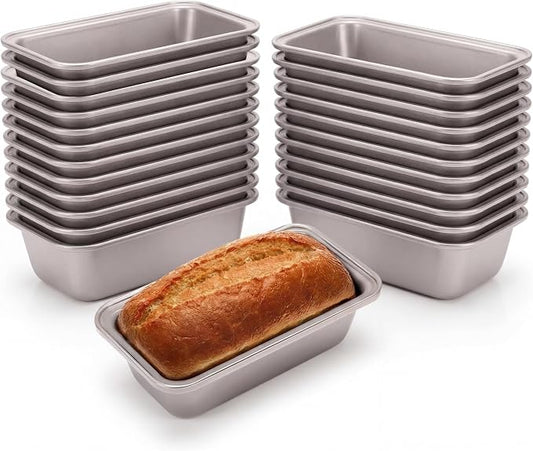 Uiifan 24 Pack Mini Loaf Pans, 6.1 x 3.3 x 2.1 in, Champagne Gold | Non Stick Small Bread Pans, Rectangle Banana Bread Tins, Tiny Carbon Steel Baking Pan, for Halloween Baking, Picnics, Party by Uiifan
