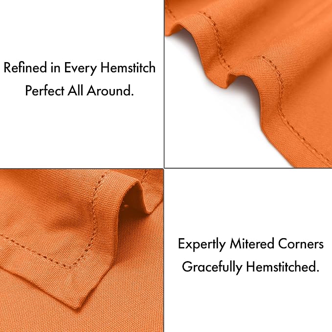 Ruvanti Cloth Napkins Set of 12, 100% Cotton High GSM 18x18 Inches, Hem Stitched Corners, Soft, Washable, Highly Durable & Absorbent, Perfect for Parties, Christmas, Thanksgiving Dinners – Orange Peel - Image 5