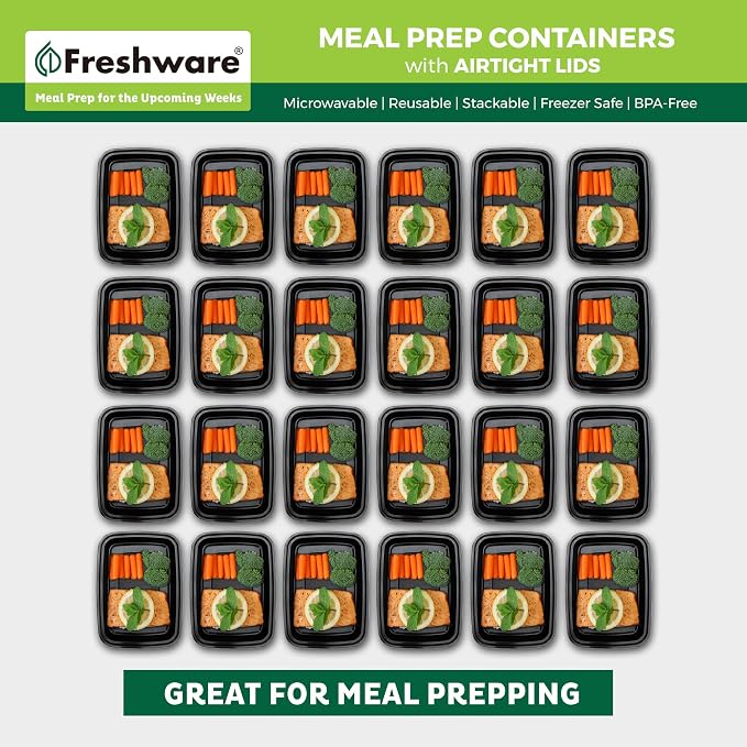 Freshware Meal Prep Containers [150 Pack] 1 Compartment Food Storage Containers with Lids, Bento Box, BPA Free, Stackable, Microwave/Dishwasher/Freezer Safe (28 oz) - Image 4