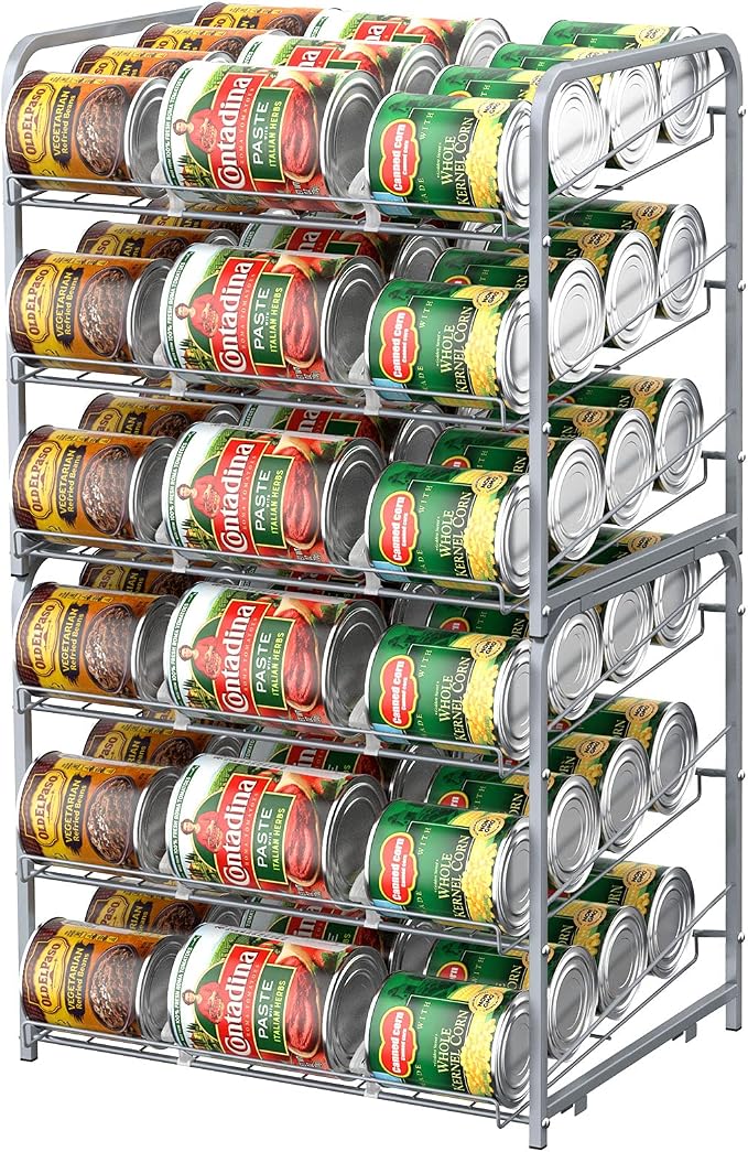 BTY Can Organizer for Pantry Stackable 2 Pack, Can Storage Organizer Rack Stacking Can Dispensers Small Space Holds up to 36 Cans for Pantry, Kitchen, Cabinet- Silver - Image 3