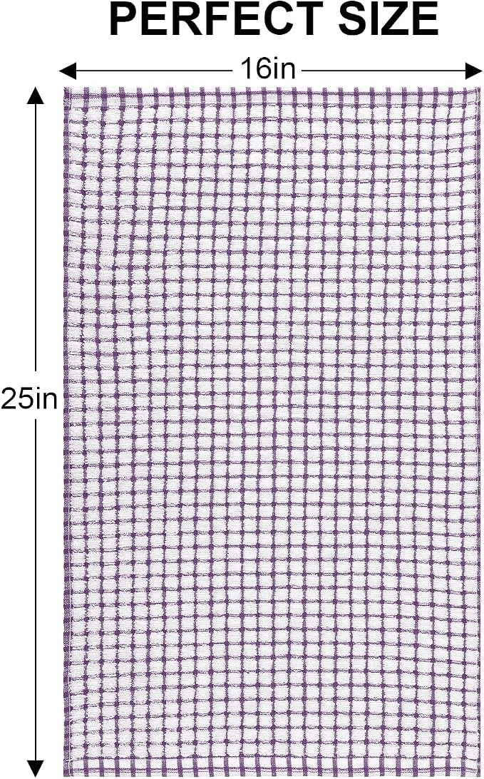 Kitinjoy Cotton 6 Pack Terry Kitchen Towels, Purple | 16 x 25 Inches Super Soft and Absorbent Dish Towels, Quick Drying hand towels for kitchen Drying - Image 2