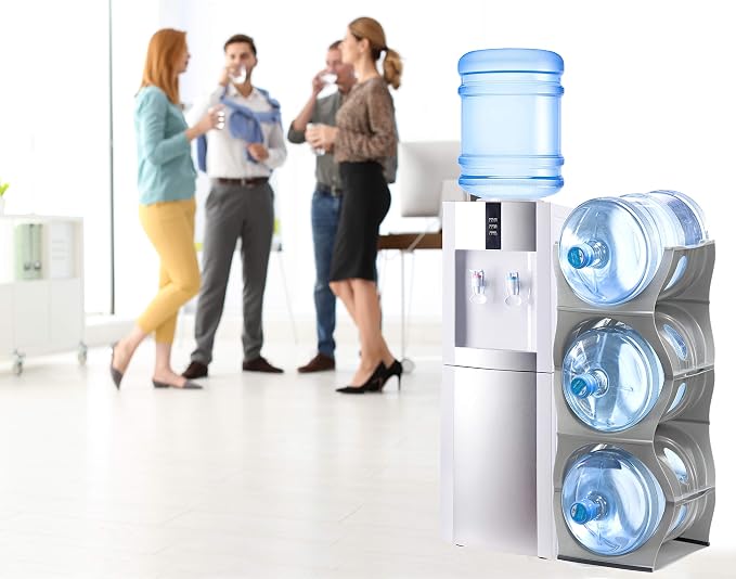 Stackable Water Bottle Storage Rack Best Water Jugs 5 Gallon Organizer. Jug Holder for Kitchen, Cabinet and Office Organizing. Reinforced Polypropylene (Silver, 3 No Shelf) - Image 6