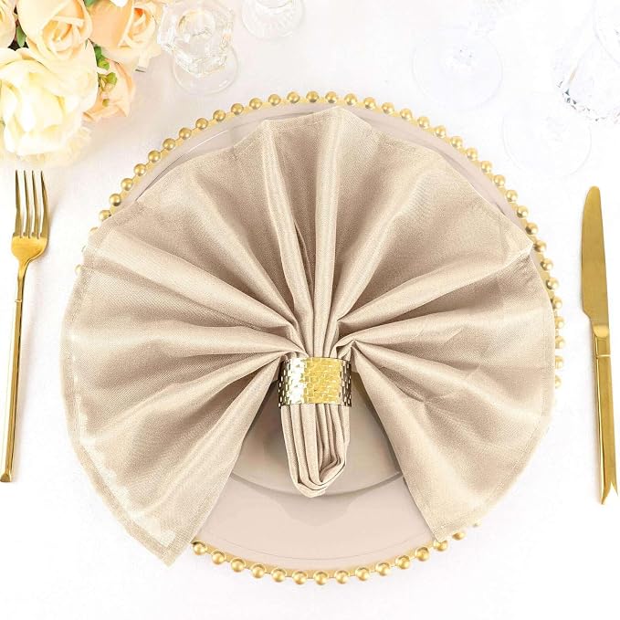 Efavormart Premium Cloth Napkins Set of 5, 20x20 Inch Nude Beige Seamless Dinner Napkins, Washable Linen Table Napkin Cloth with Hemmed Edges for Weddings, Party and Banquet - Image 6