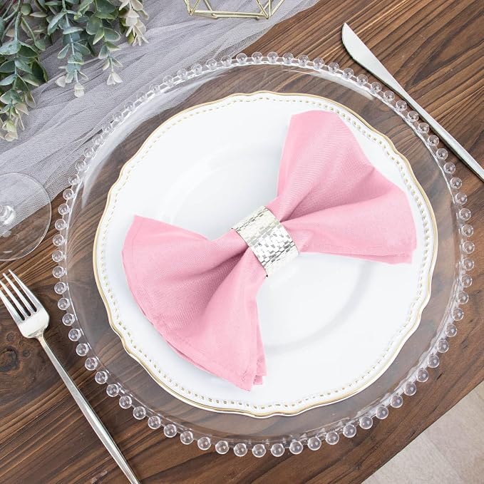 Efavormart Premium Cloth Napkins Set of 5, 17x17 Inch Pink Seamless Dinner Napkins, Washable Linen Table Napkin Cloth with Hemmed Edges for Weddings, Party and Banquet - Image 8