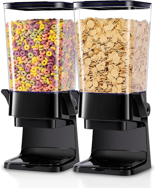 Cereal Dispenser Countertop with lids, Organization and Storage Containers for Kitchen and pantry, 5L Rice Dispenser for Cereal, Beans, Grains, Nuts, Snack,Oatmeal, Dog Food, Bird Seed, Black, 2Pc by ZeadesignNewProductNewLife