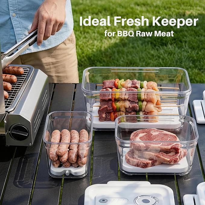 Food Storage Containers with Lids Airtight Set, BPA Free, Vacuum Container | Vacuum Container Set with Ice Packs for Lunch Boxes & Coolers - Freezer Packs for Kitchen, Fridge, Camping, Picnic - Image 5
