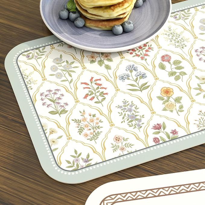 Vinyl Waterproof Placemats Set of 6 Rectangular,12"*17"-Serenity B | Wipeable Beautiful Print Place Mats,Stain Resistant,Heat Resistant,Everyday Meals,Kitchen,Dinning,Holiday,Decor - Image 4
