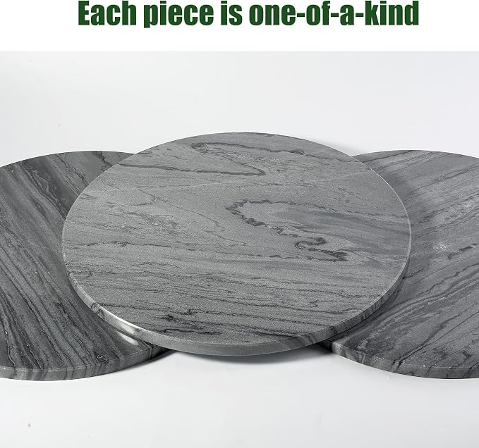 Marble Lazy Susan, 16 in Lazy Susan Turntable Organizer for Cabinet Pantry Kitchen Countertop Fridge Bathroom Makeup Vanity Countertop - Grey - Image 4