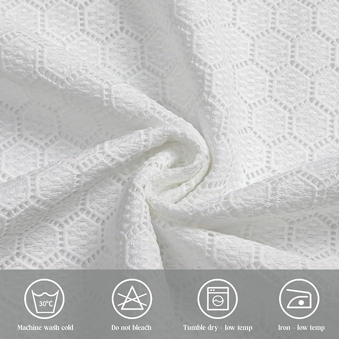 Majestic Giftware Polyester Tablecloths for Rectangle Tables - White Lace | (70/160) - TC1725L Mini Hexagon - Lined Design Dining Table Cover | Decorative Washable Tablecloth for Home, Kitchen, Dining - Image 5